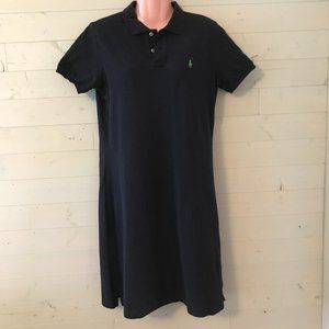 Ralph Lauren Polo Knit Dress Medium Black w/Green Polo Horse